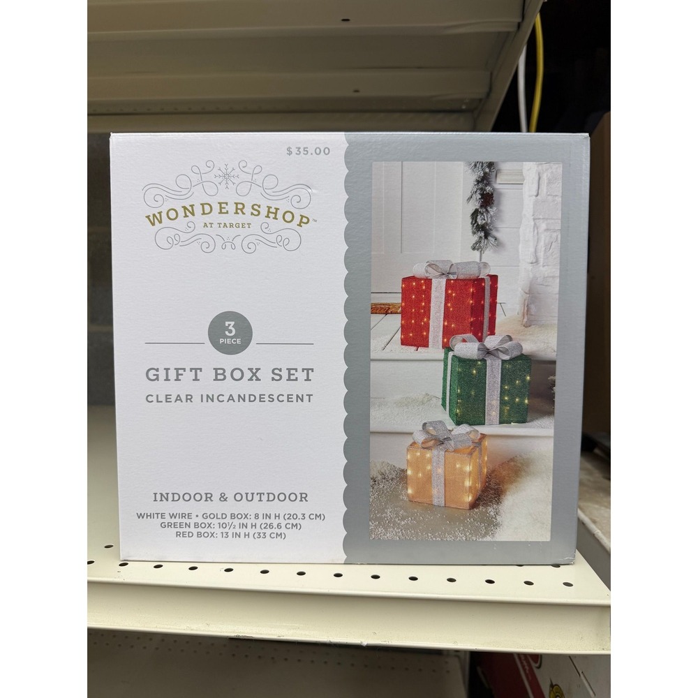 Wondershop Christmas 3 Piece Light Up Gift Box Set Indoor Outdoor Clear Lights